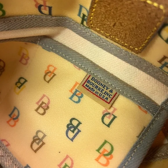 Vintage Dooney & Bourke Yellow Multicolor Logo Tote - Picture 8 of 16